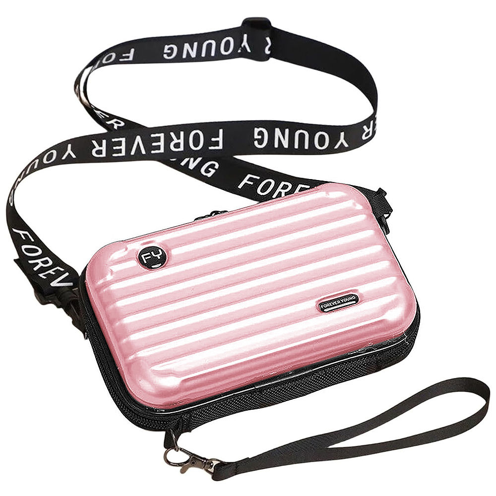 金屬硬殼收納包 玫瑰金 (線材收納包 化妝包 盥洗包 旅行包)