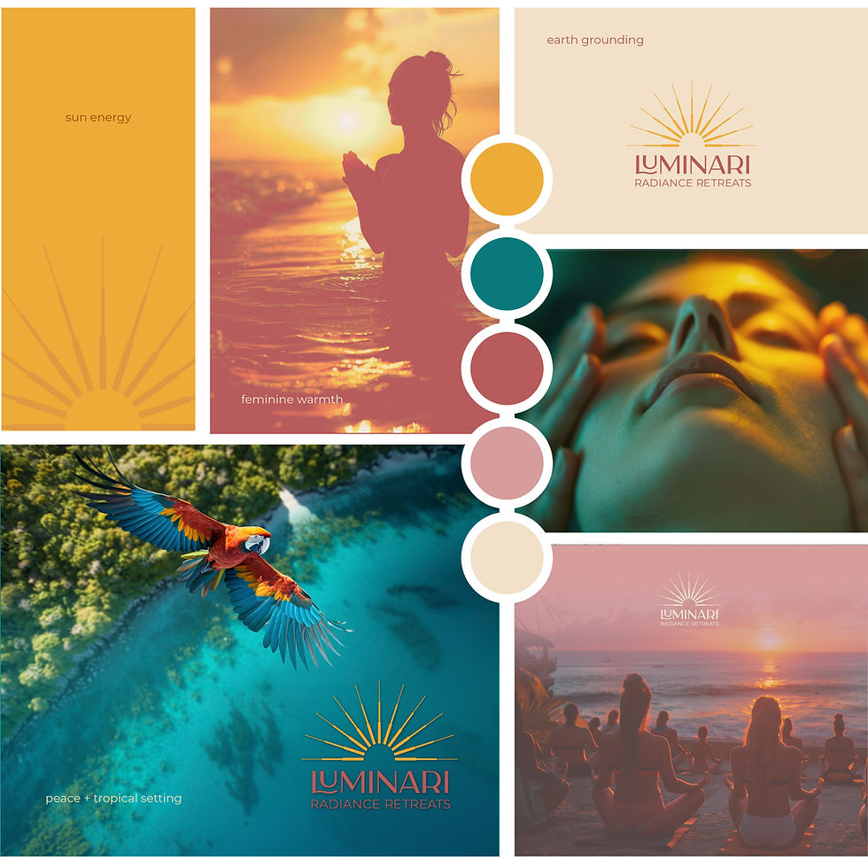Luminari Radiance Retreats brand color palette — warm, grounded tones designed for a luxury spiritual yoga retreat brand