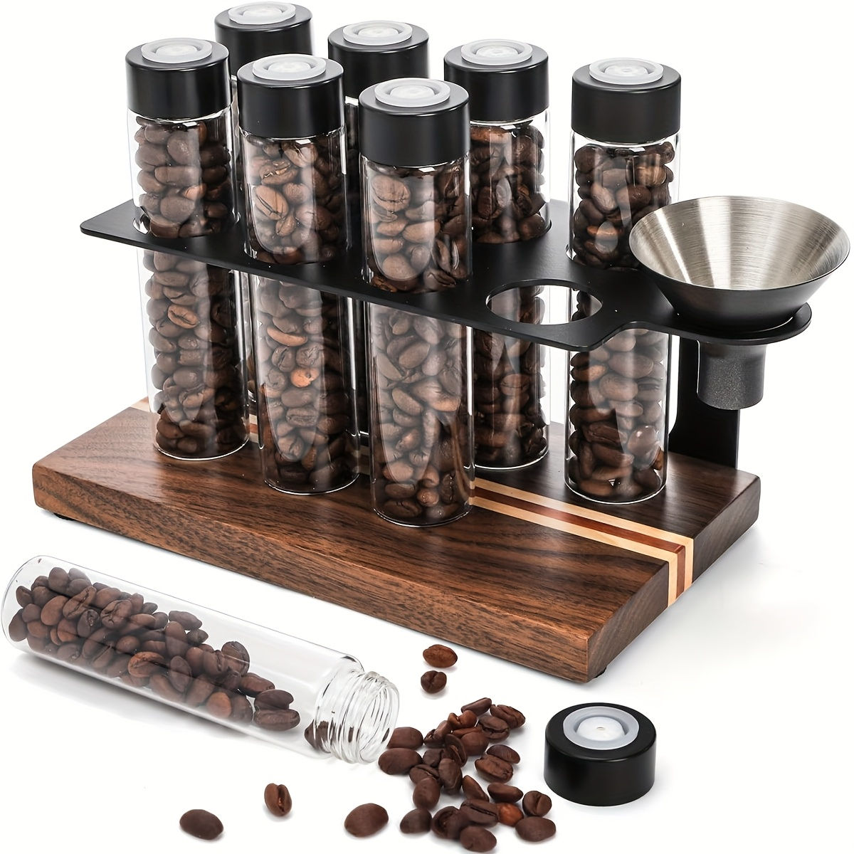 Single Dose Coffee Bean Storage Tubes, 8Pcs with One-way Exhaust Valve Sealed Co