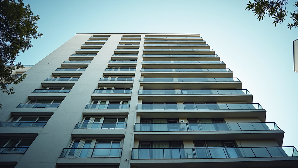 Eye-level view of a modern Swiss apartment building in Zurich