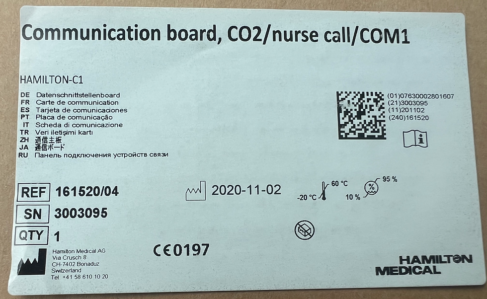 Thumbnail: HAMILTON CO2, COM1, Nurse Call COMMUNICATION BOARD.