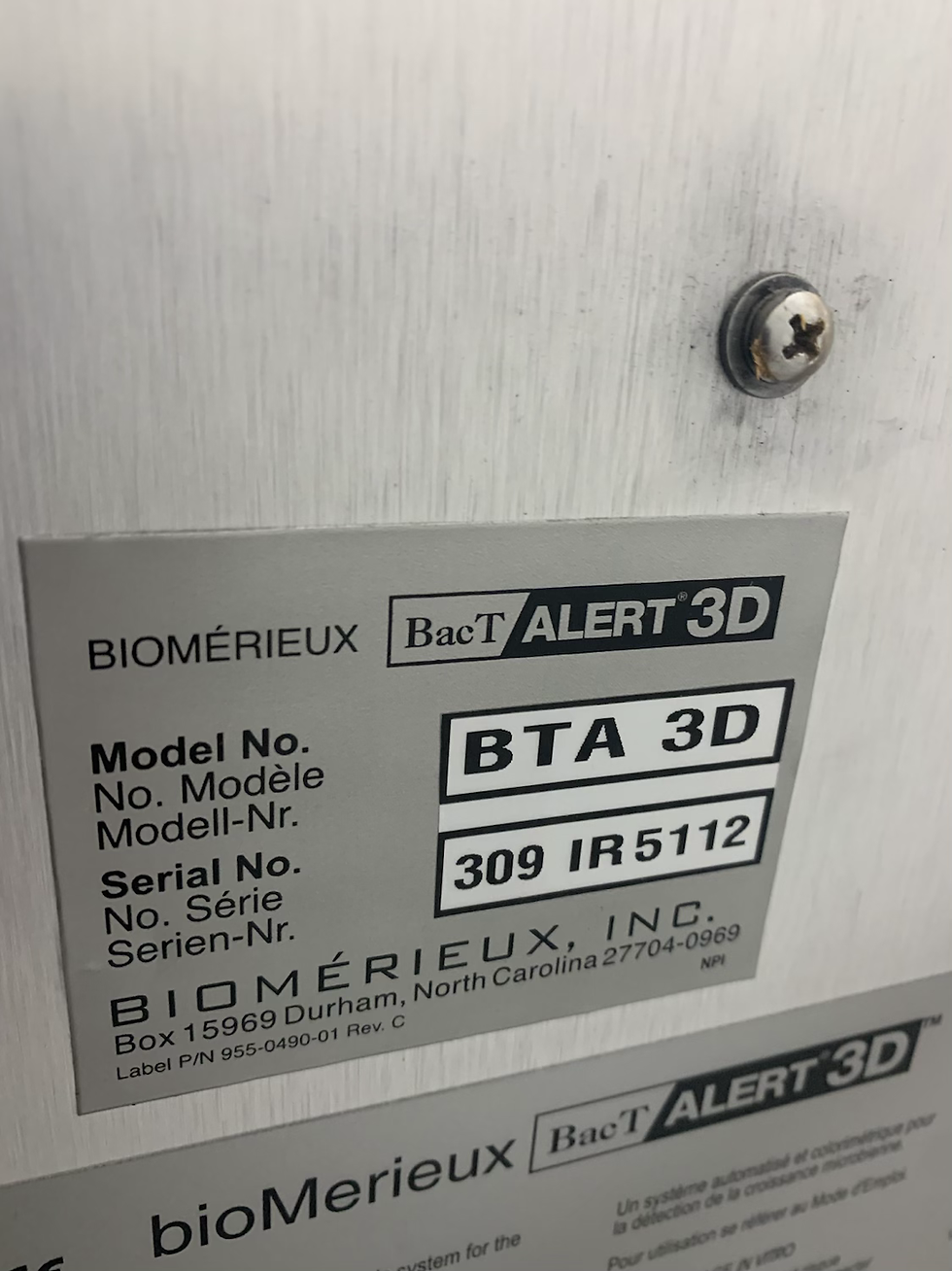 Miniatyrbilde: BIOMERIEUX BACT/ALERT 3D MICROBIAL ANALYSING DETECTING SYSTEM