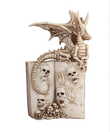 A Tale of Dragons Skull Book Figurine 22cm