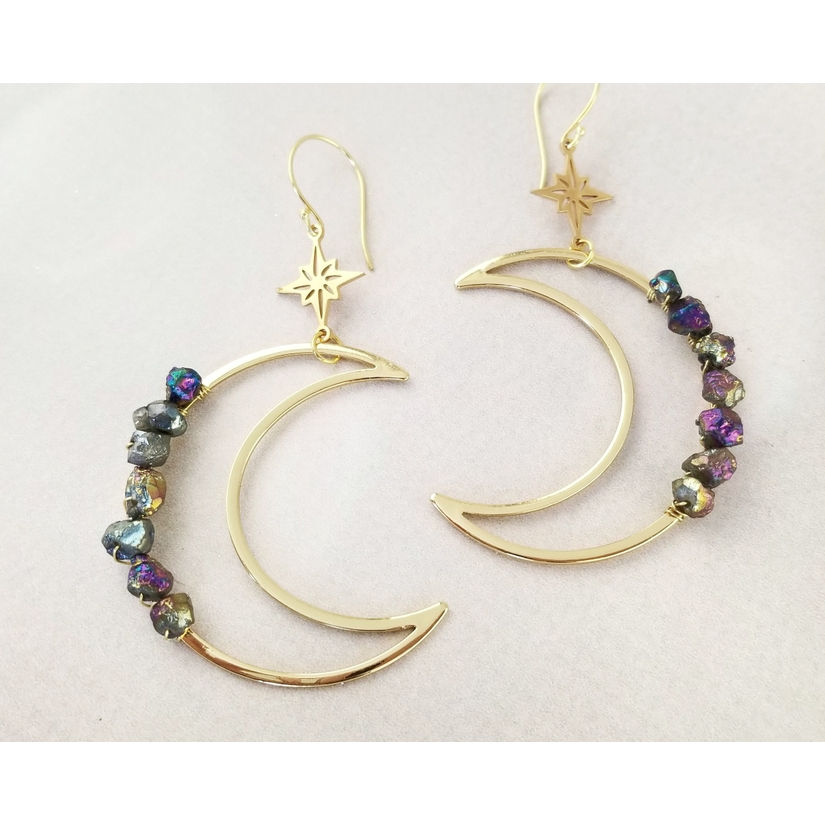 Crystal Crescent Moon Earrings