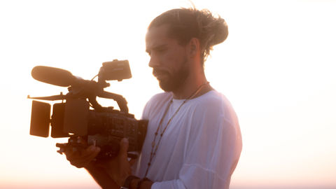 Lubor Zuzin at sunset film set