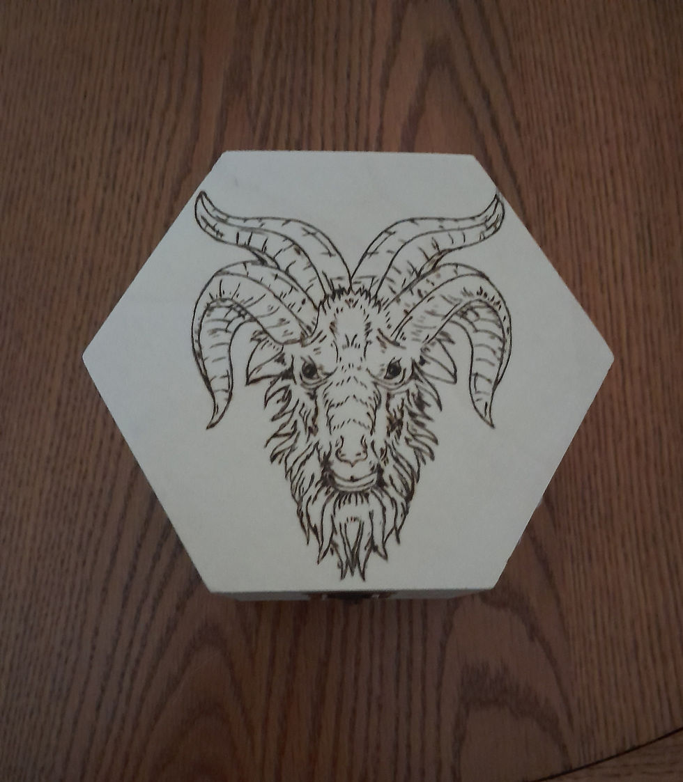 Goat on hexagonal box