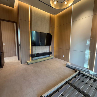 Custom media wall installation in South Florida with premium panels and integrated LED lighting