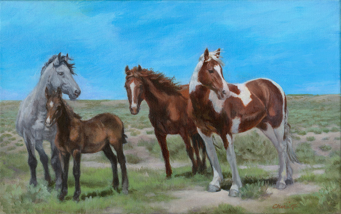 "Mustang Family" Original Acrylic Painting by Cheri Clearwater