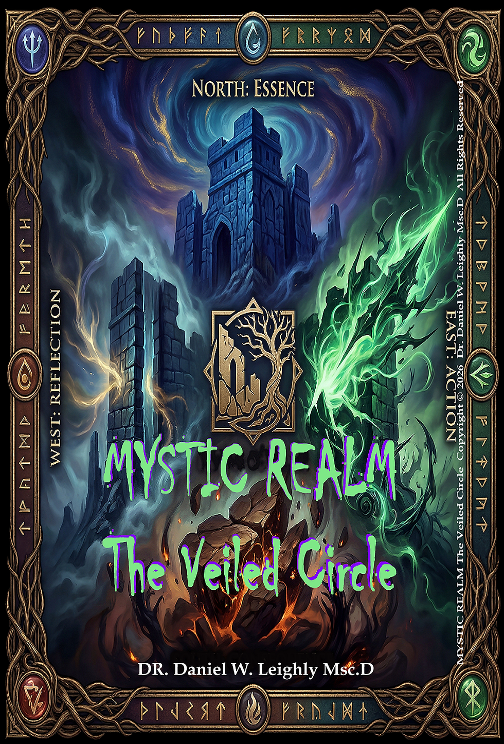 Mystical Oracle 'Veiled Circle' front cover featuring a character in deep meditation.