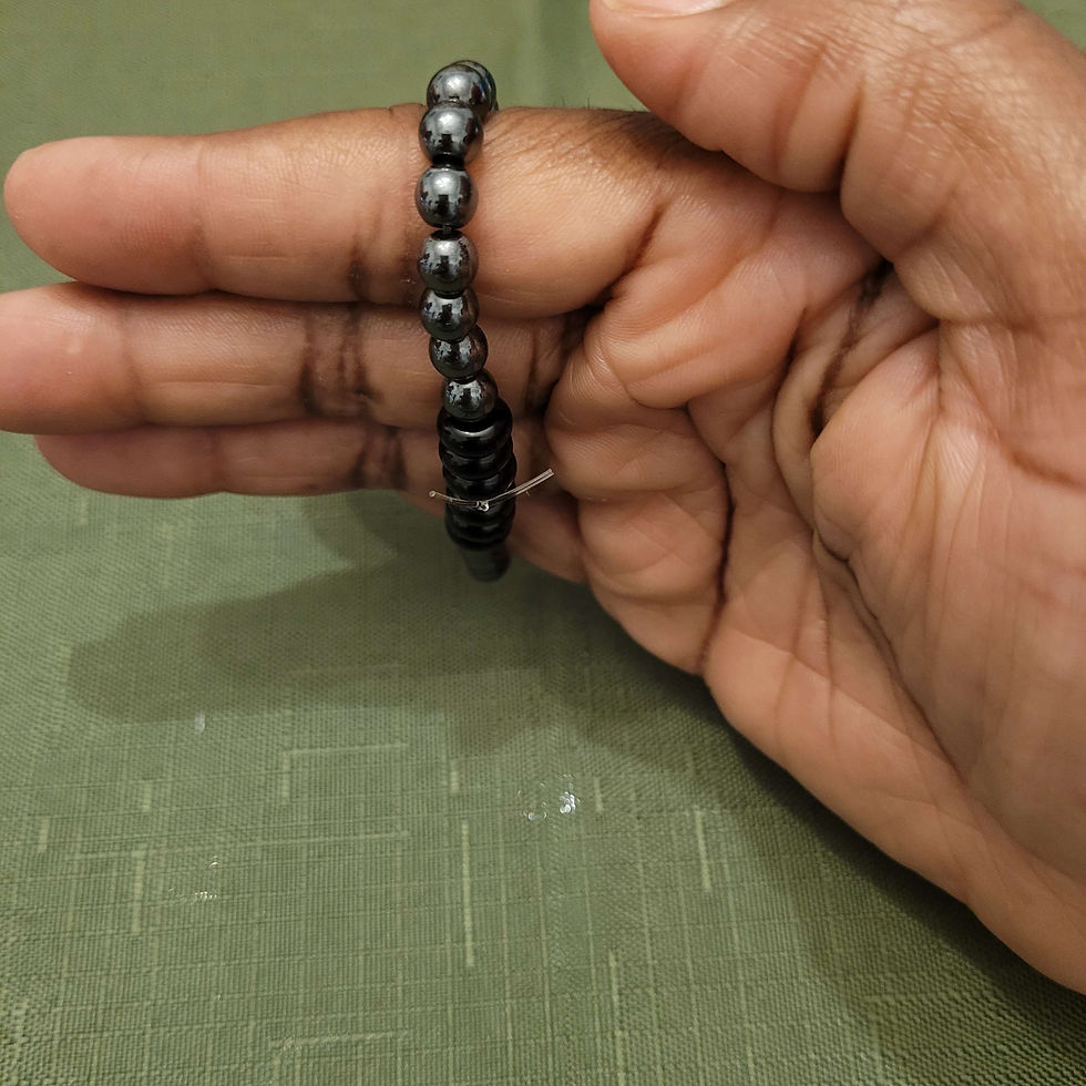 Thumbnail: Hematite Bracelet with Black Round Agate Accent Beads