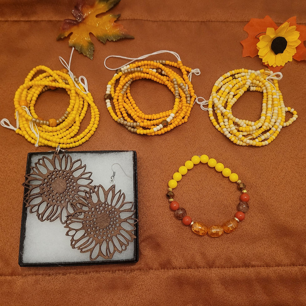 Thumbnail: SUNFLOWER POWER Goddess 5-Piece Jewelry & Waist Bead Set
