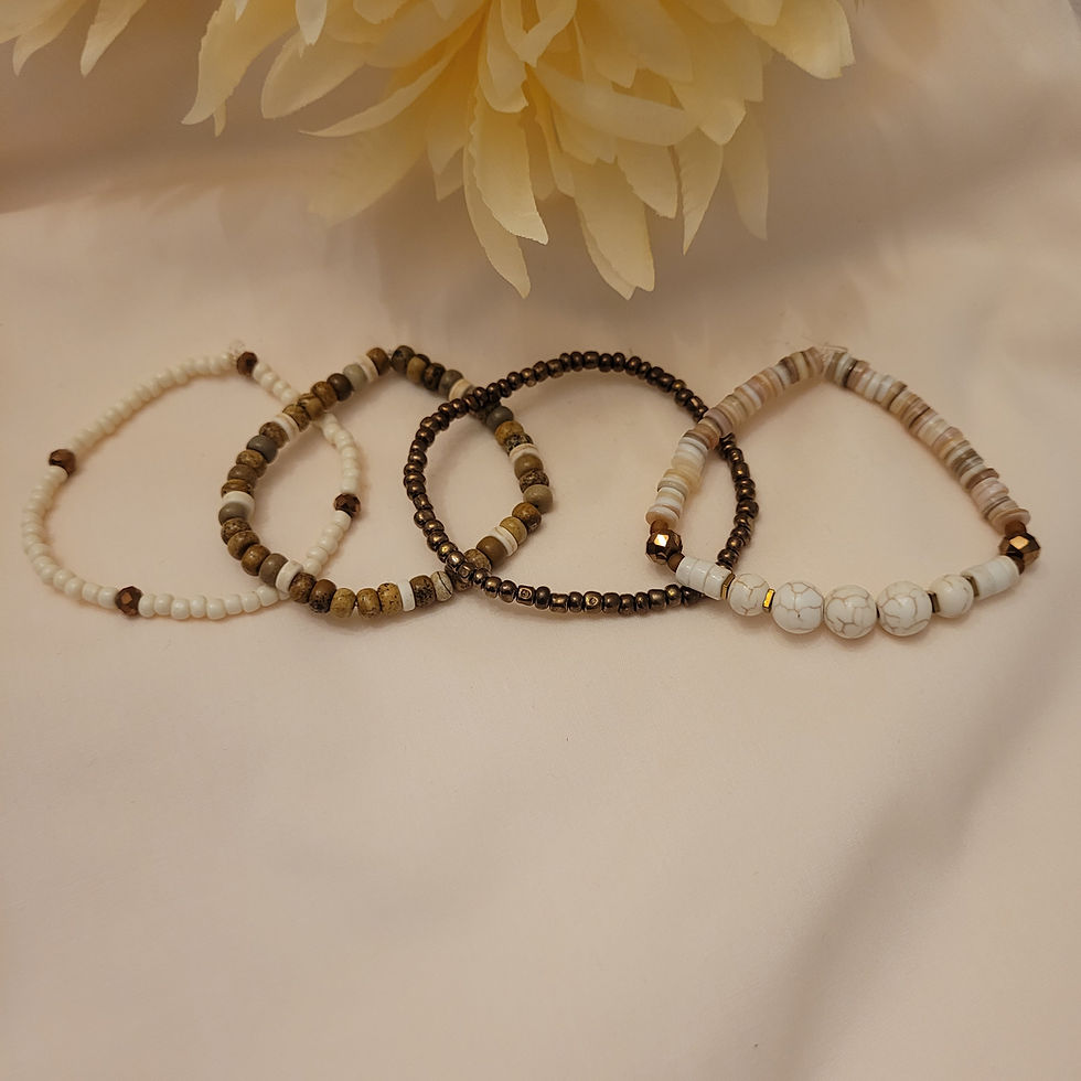 Thumbnail: ''African Spirituality'' set of 4 Crystal & Acrylic Beaded Bracelet Set