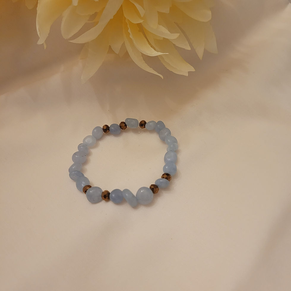 Thumbnail: Oblong Aquamarine Crystal Beaded Bracelet