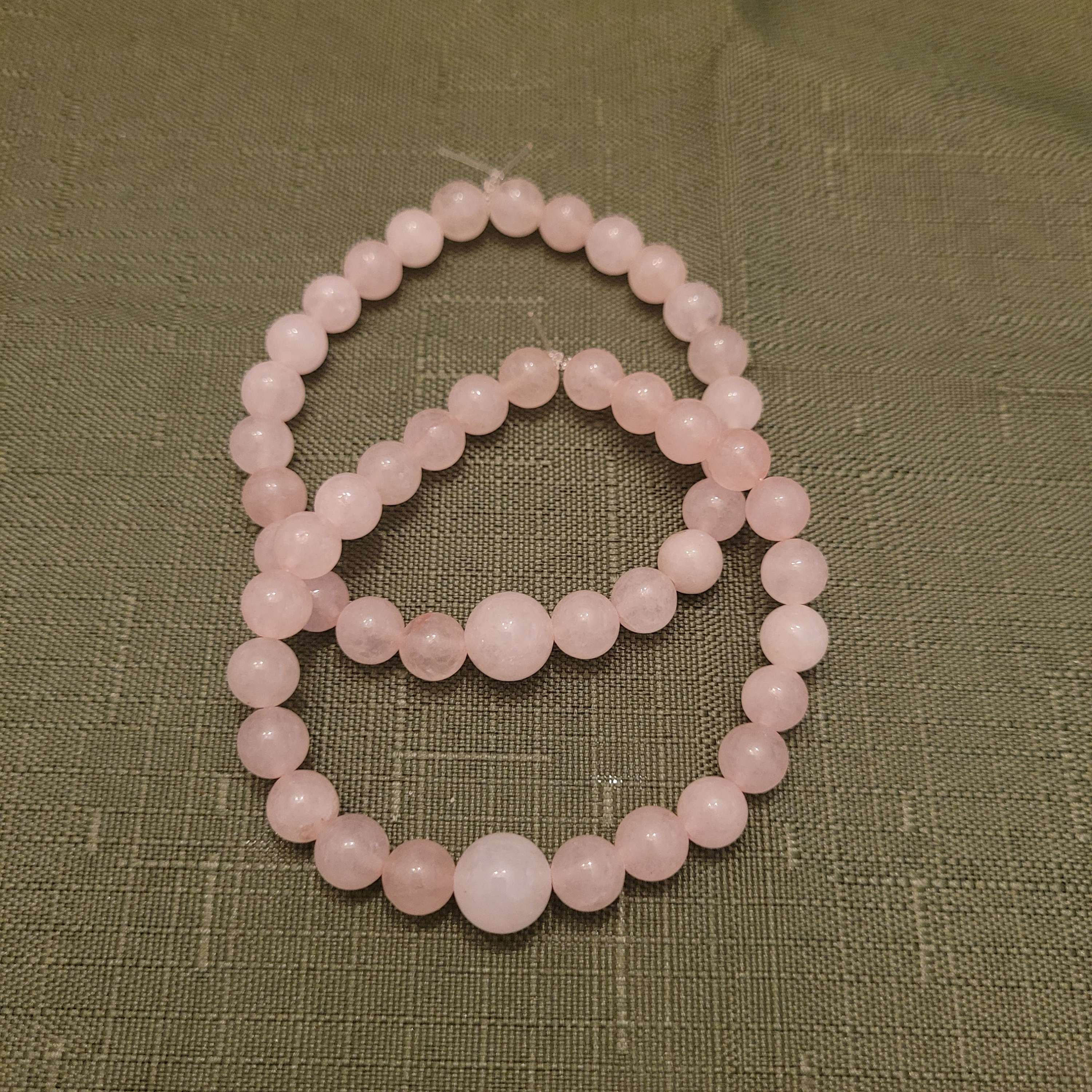 Rose Quartz Bracelet (Medium Beads w/ Large Center Bead)