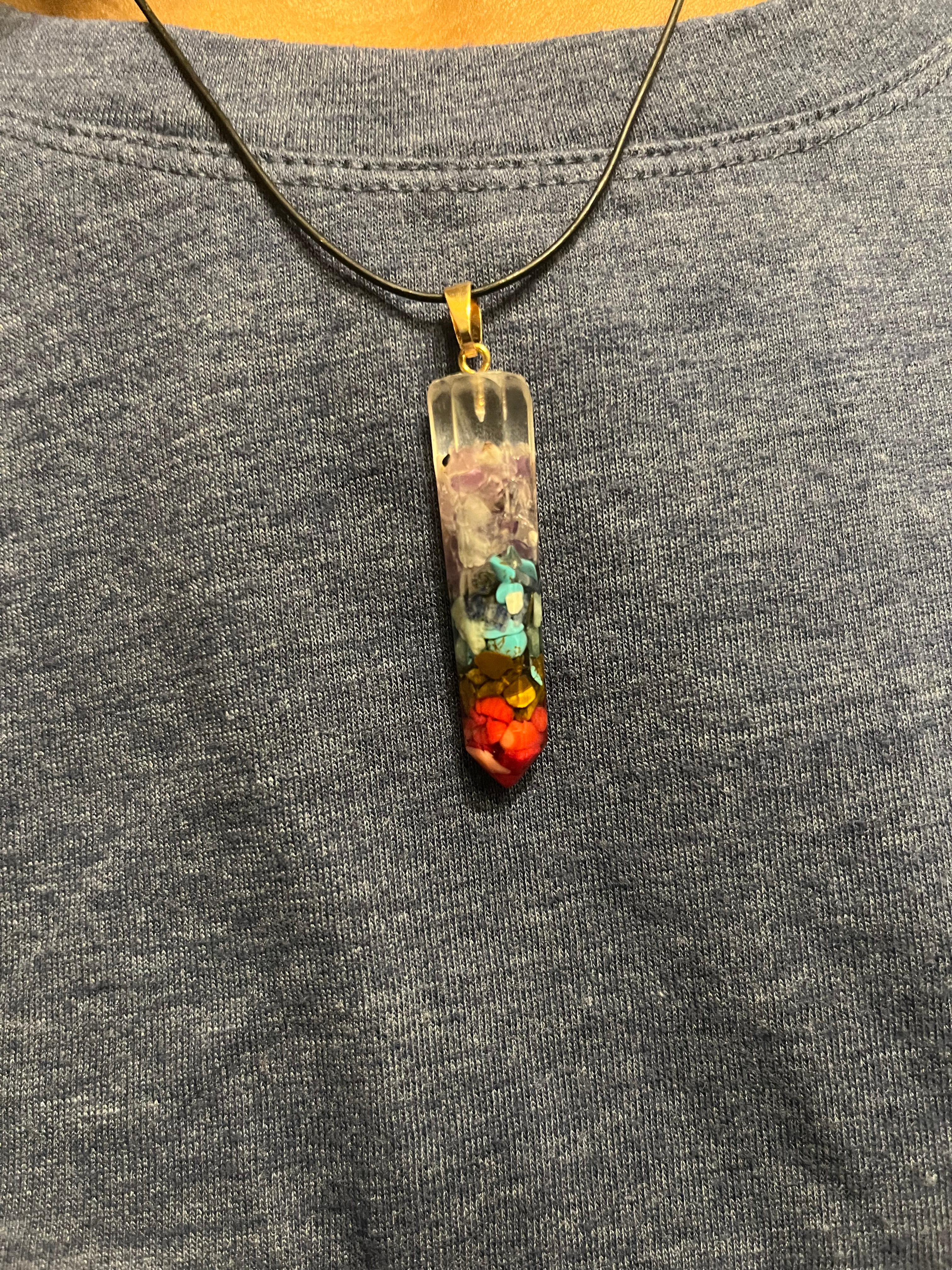 Chakra Crystal Pendulum/Necklace Pendant w/ Leather Cord