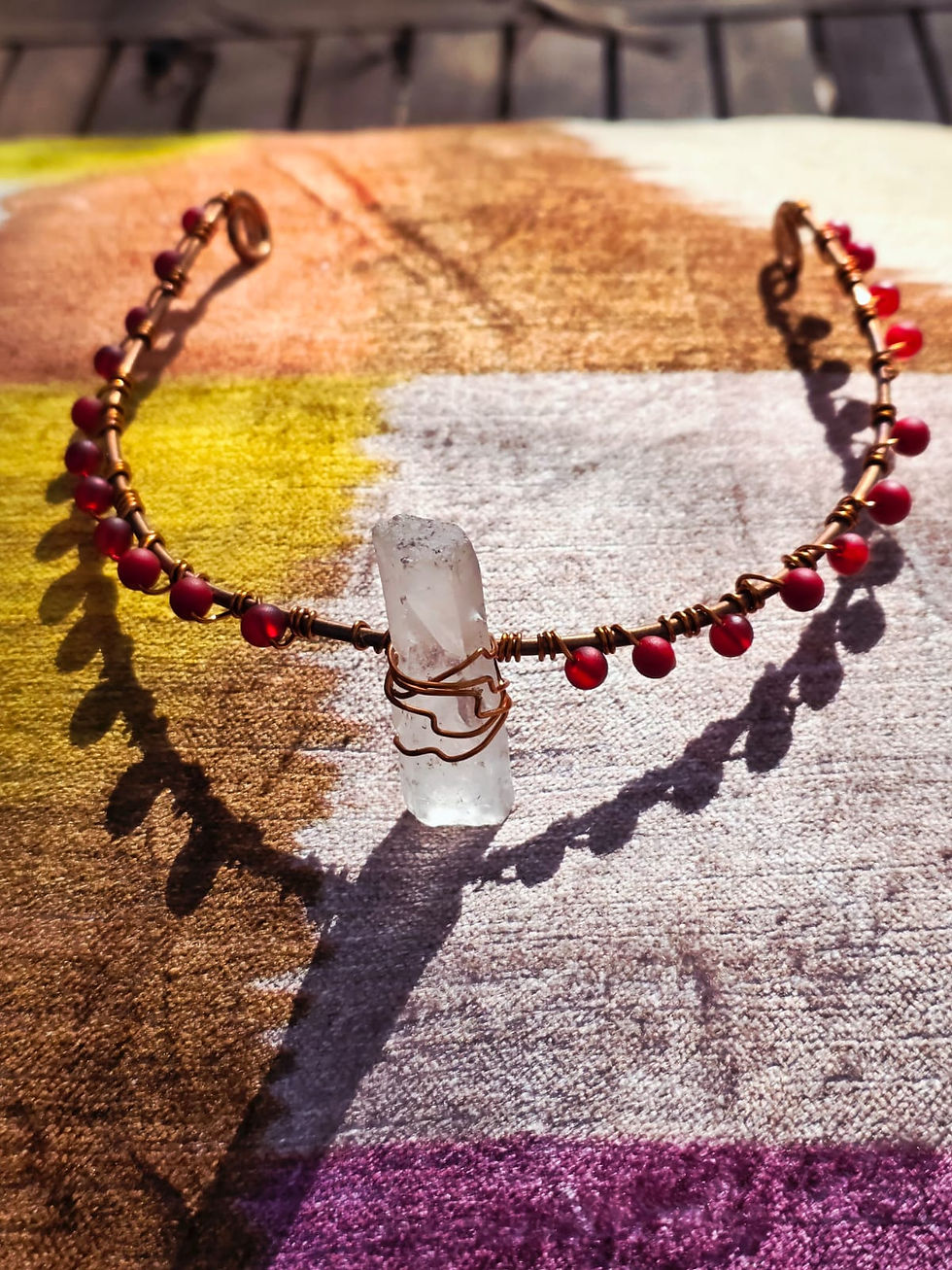 Thumbnail: "Destined for Greatness" Clear Quartz and Acrylic Bead Copper Crown
