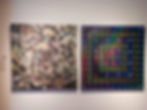 Gestación. 1.35 x 1.35 m. Técnica mixta sobre lona plastificada / Fotónica. 4.50 x 1.50. Discos compactos sobre lona plastificada.