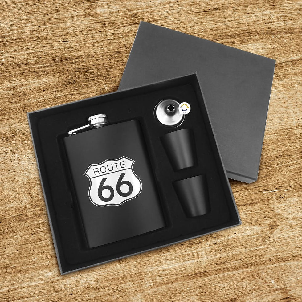 Miniatura: 110 Licorera Whiskera Ruta 66 Acero inoxidable 8oz+copas RF 097