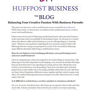 Barbara N. Howard Discusses Balances Balancing her Creative Passion with Creative Business Pursuits 