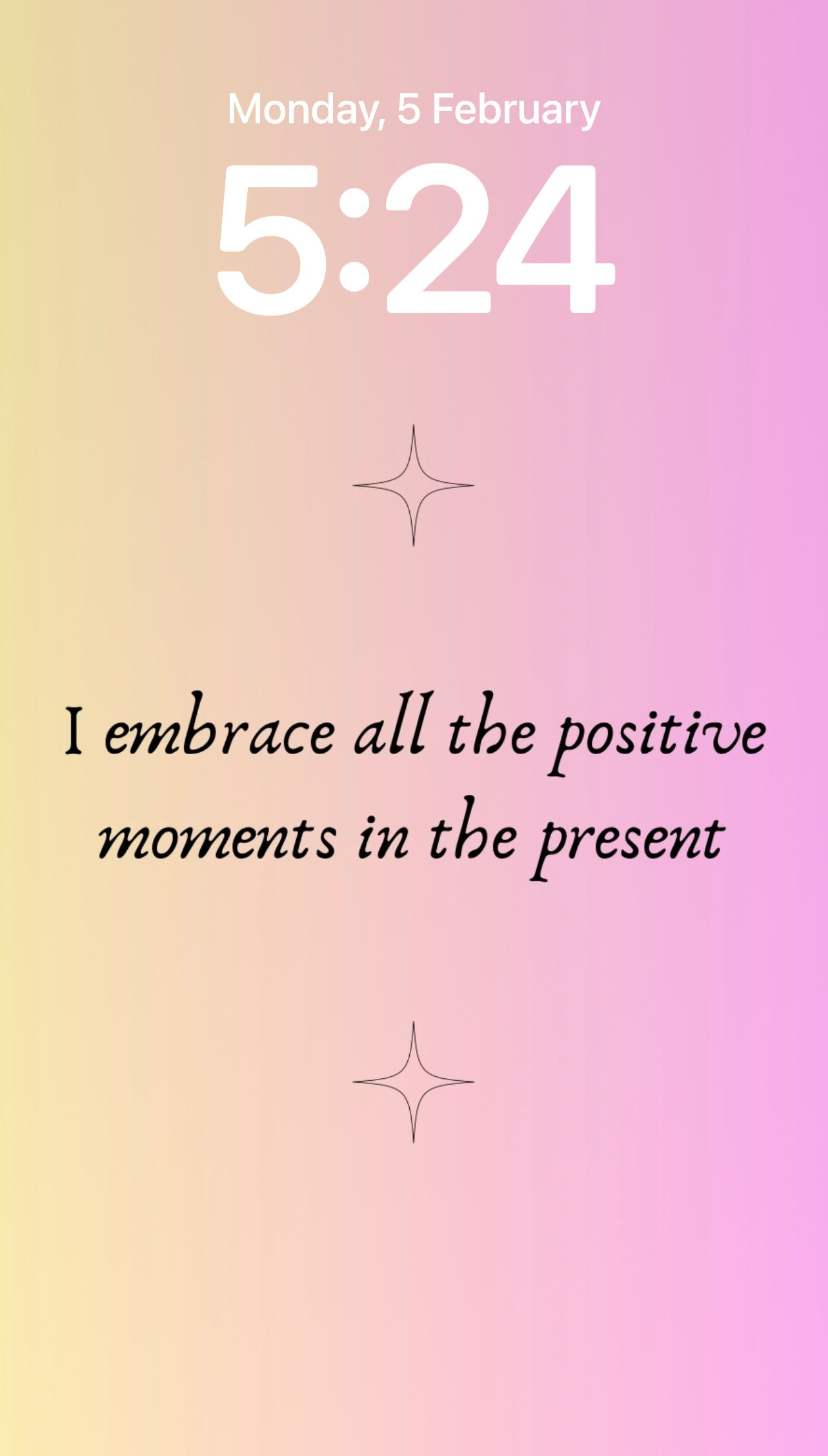 Divine Feminine Affirmations (Phone Wallpaper) Light Pink & Yellow
