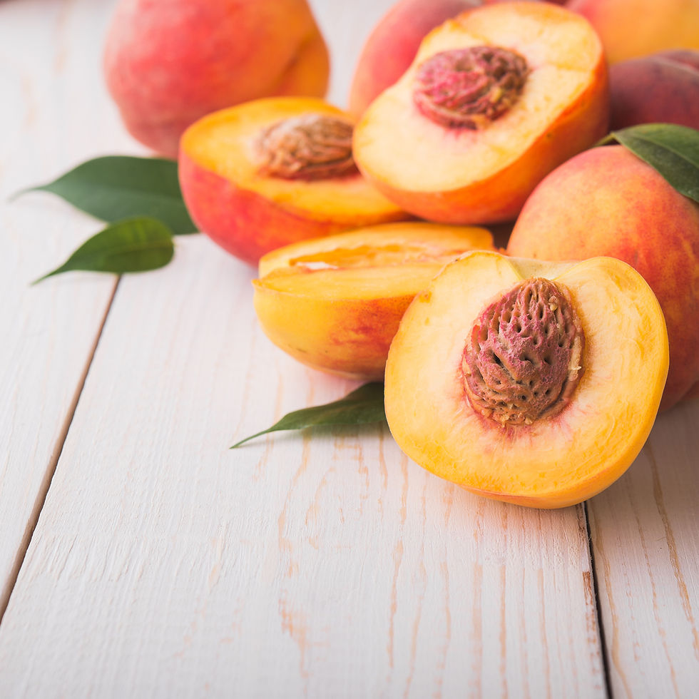 Thumbnail: Peaches harvested and some cut in half
