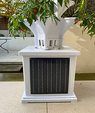 Acqua Garden vertical growing systems in a garden terrace and the solar panel