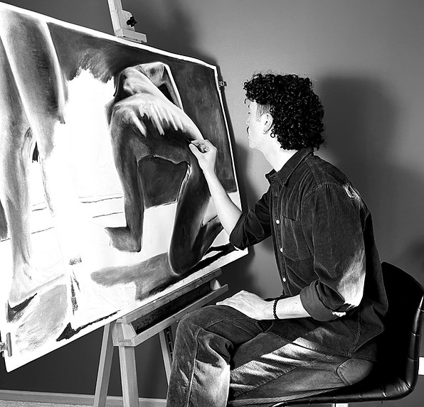 Image of artist in studio