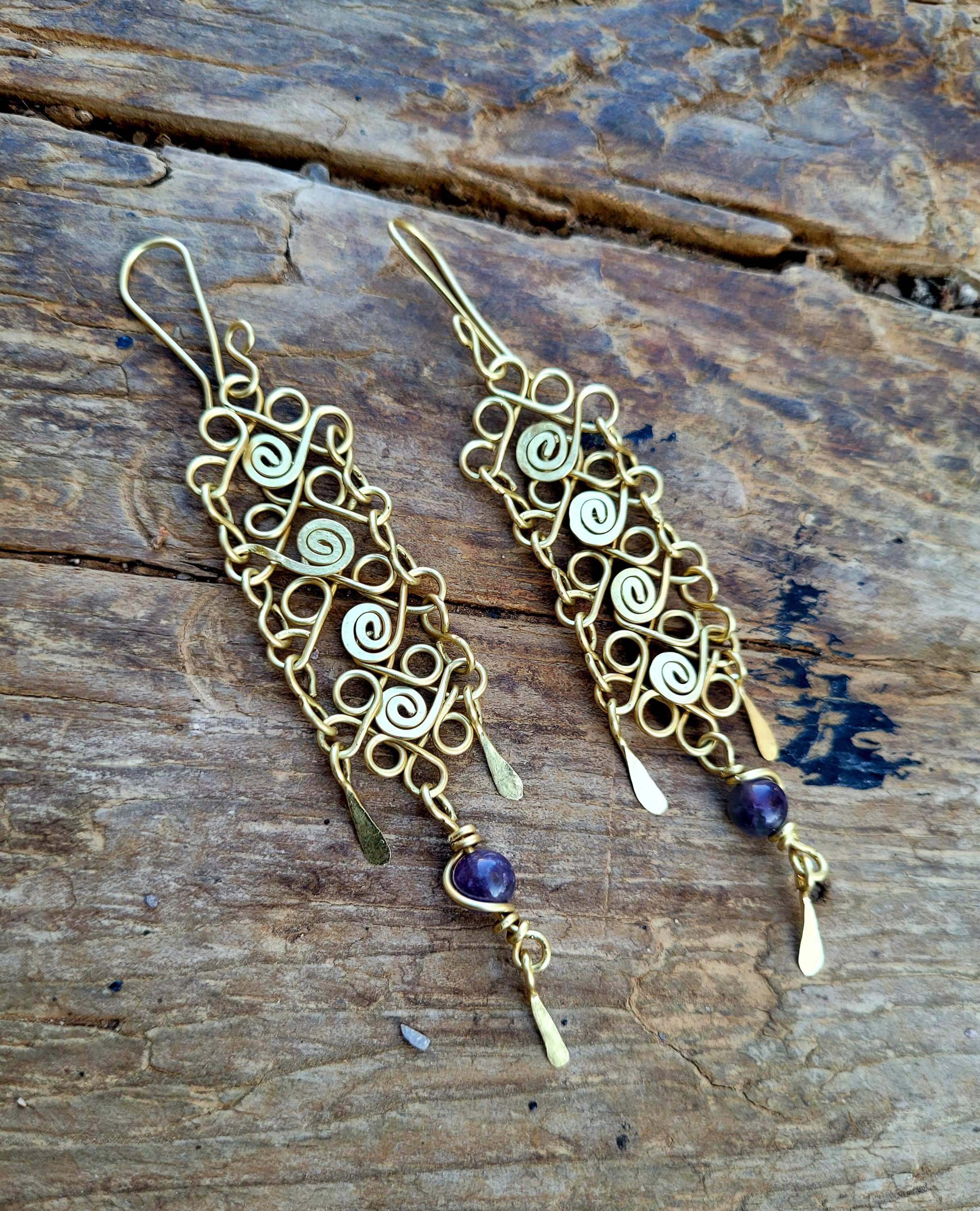 Brass and amethyst