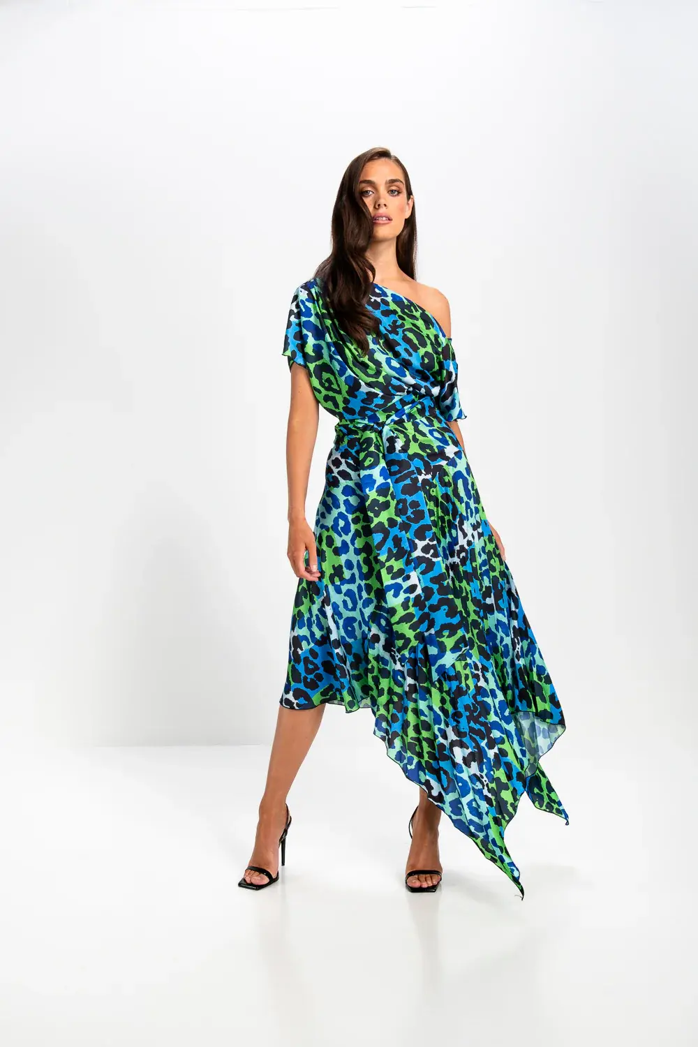 Kevan Jon Leonard Satin Mila Pleat knee dress