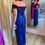 Thumbnail: Royal Blue/Black Sequin Embellished Gown