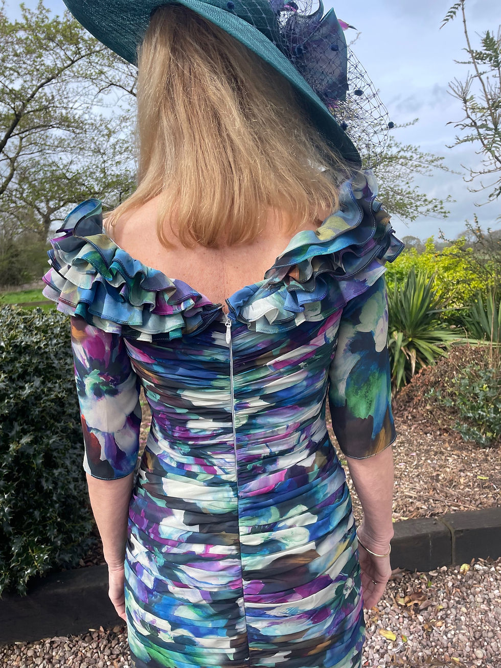 Thumbnail: Irresistible short ruched dress - Peacock Mix