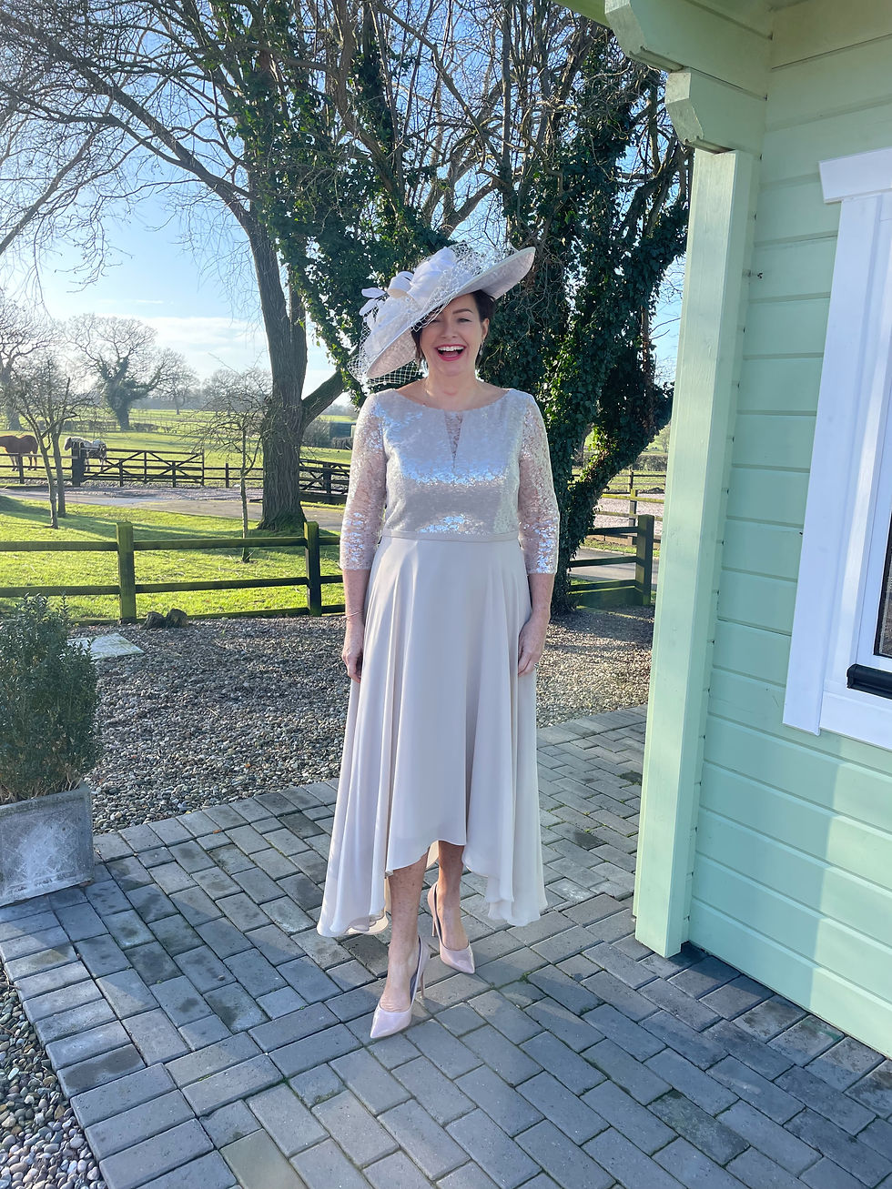 Thumbnail: Veromia Occasions Oyster Sparkle top floaty dress