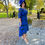 Thumbnail: Veromia Occasions Cobalt Blue Floral Dip Hem Dress