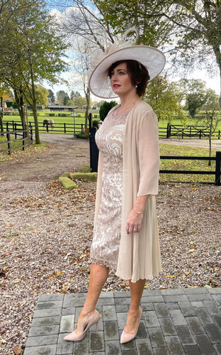 Veni Infantino Gold/Ivory Dress and Chiffon Jacket Cheshire Glam