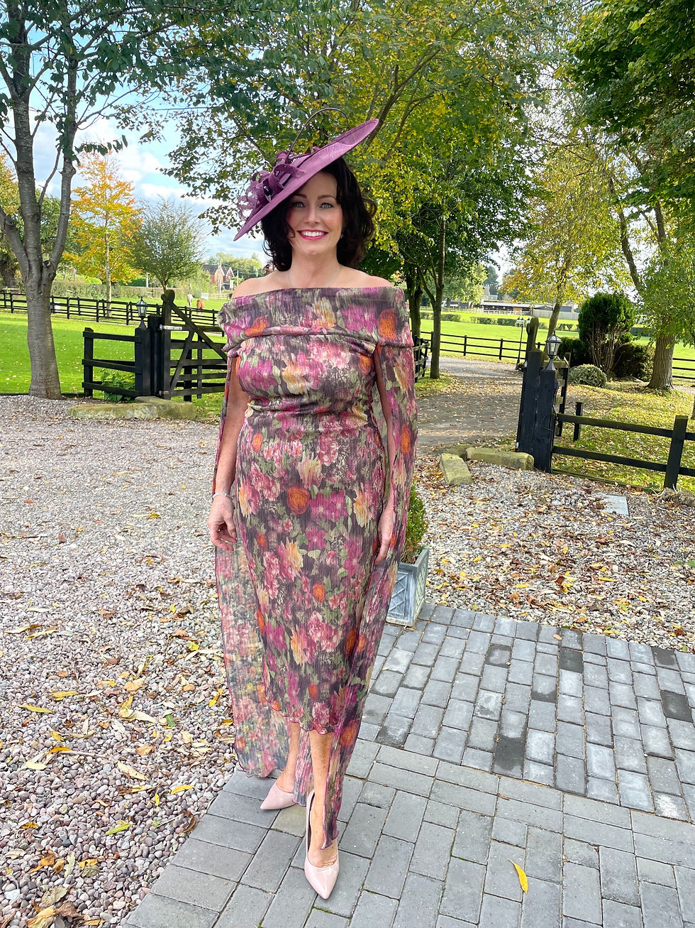 Thumbnail: Kevan Jon Evie Cape Dress - Bloom Plisse