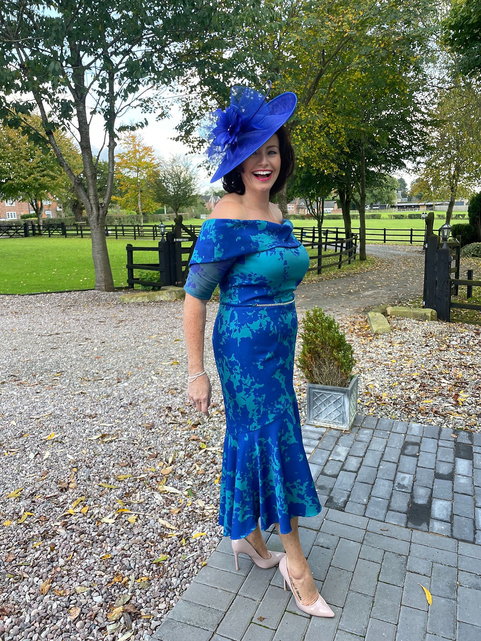 Thumbnail: Veromia Occasions Teal/Royal Dress with jewel embellished belt