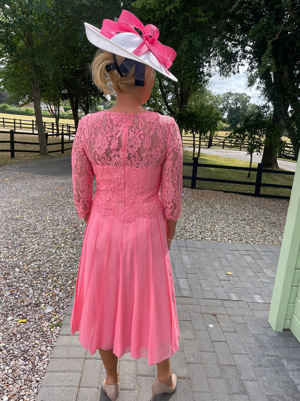 Thumbnail: Veni Infantino Coral Lace and Chiffon Dress and Jacket