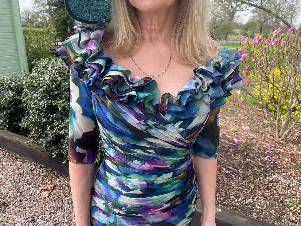 Thumbnail: Irresistible short ruched dress - Peacock Mix