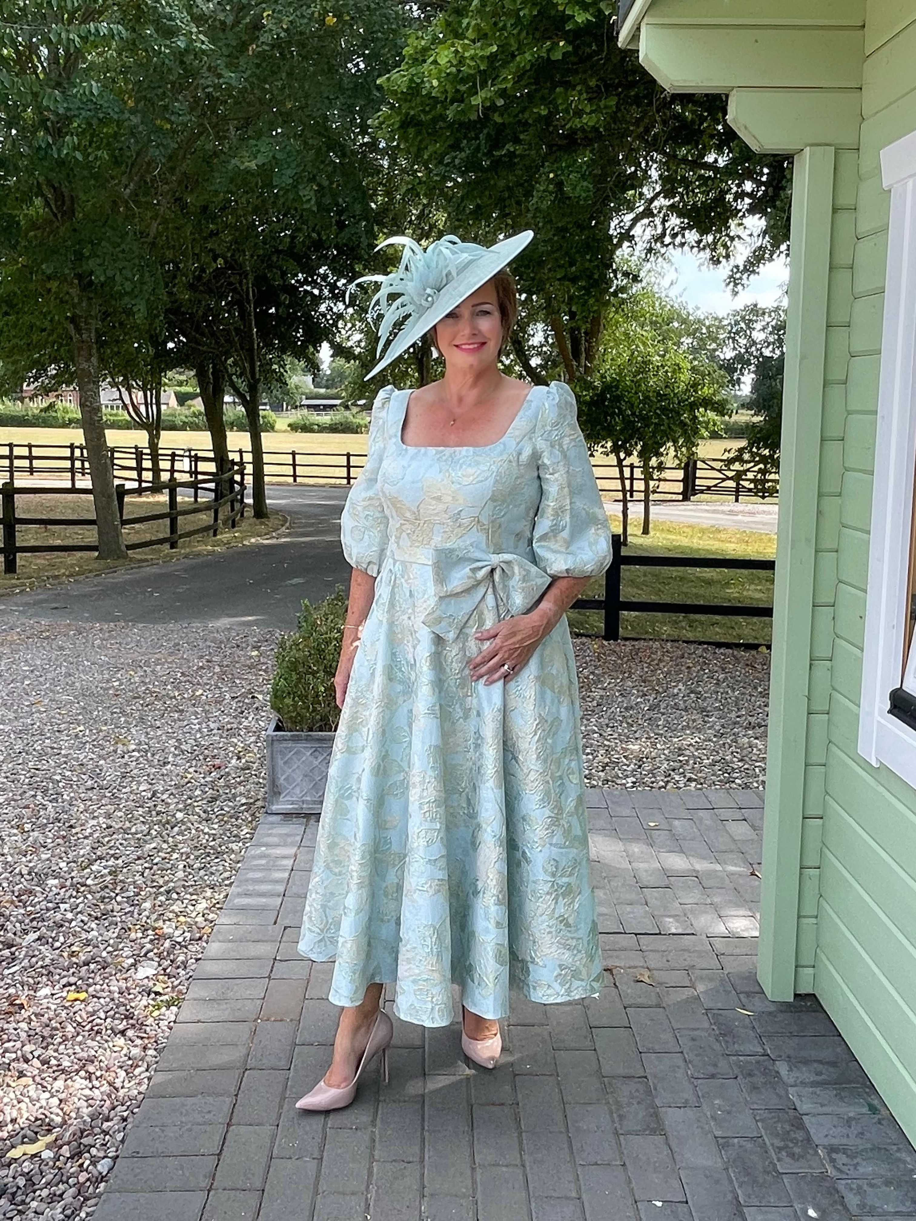 Veromia Duck Egg/Gold Metallic Dress