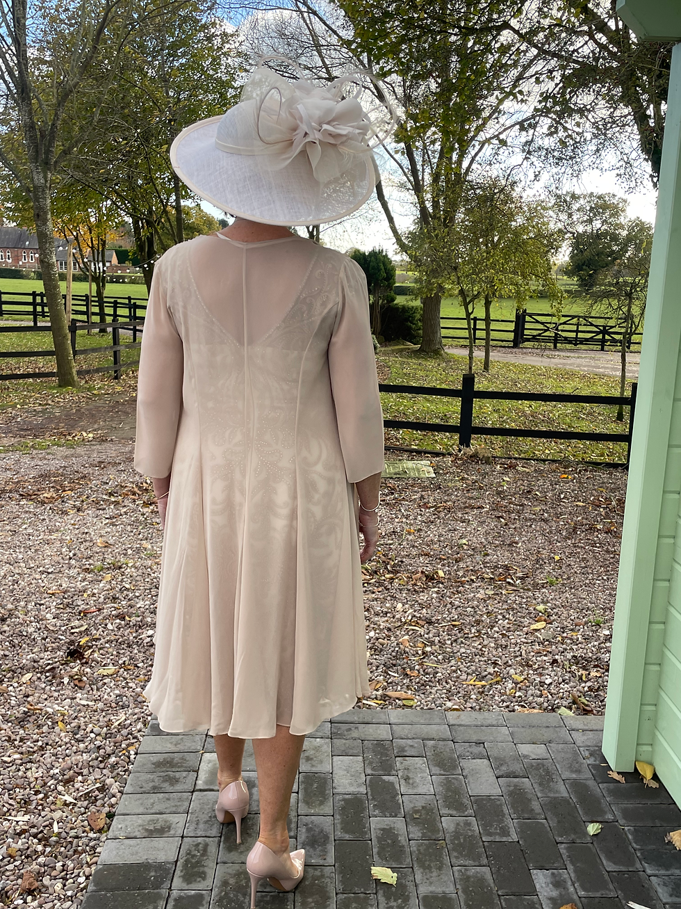 Thumbnail: Veni Infantino Gold/Ivory Dress and Chiffon Jacket