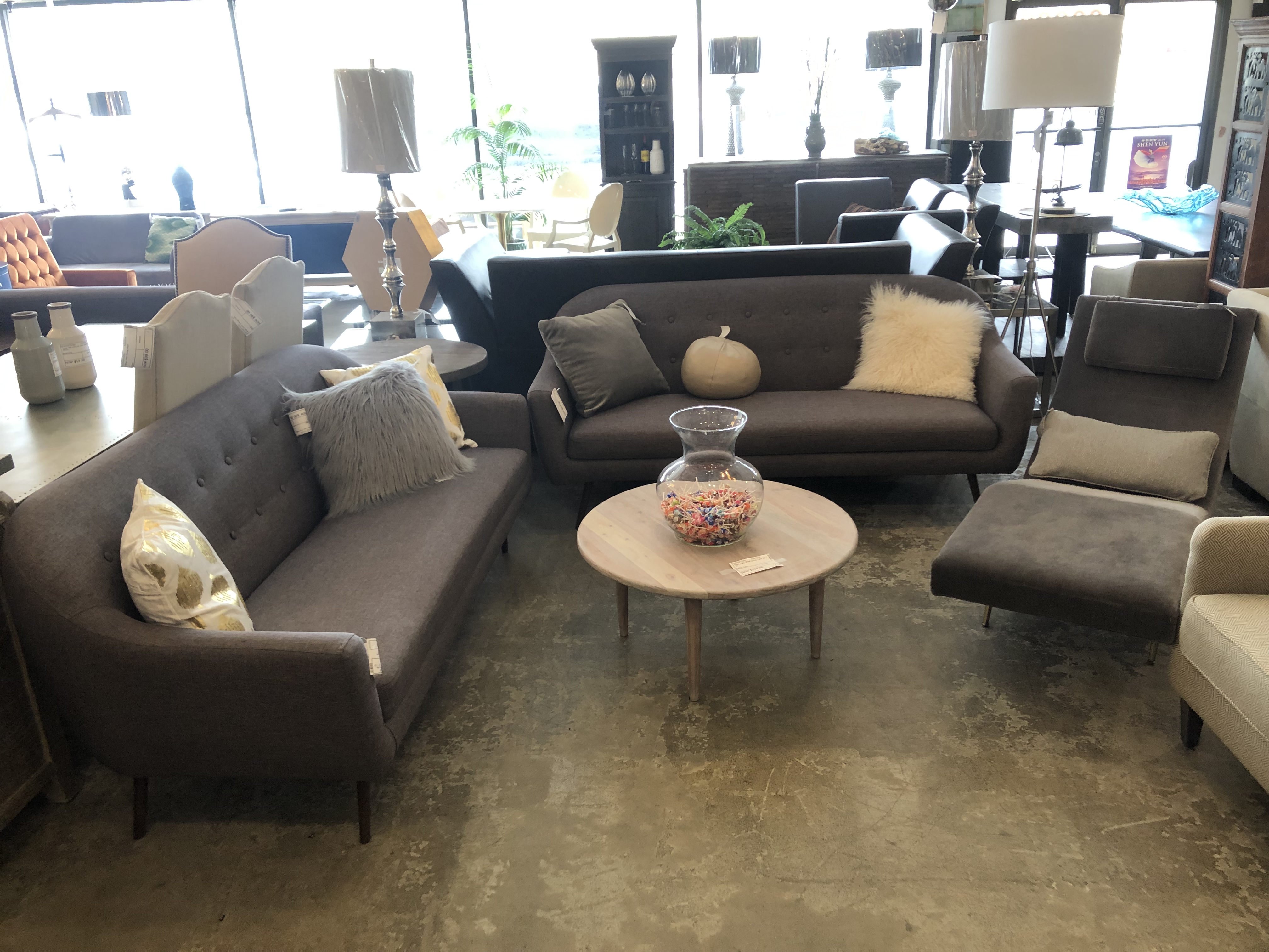 Rebound Furniture Consignment Woodland Hills Ca Dark Gray Mid Century Style Sofa