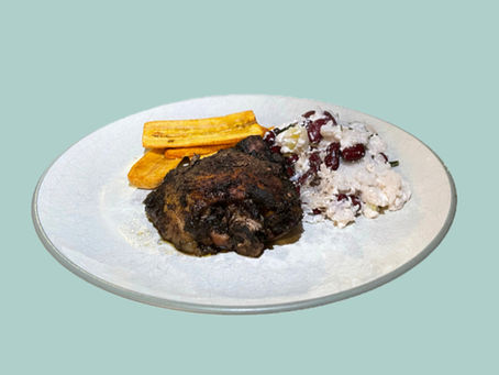 Jamaica's Most Popular Dish: Jerk Chicken, Rice and Beans, and Fried Plantains