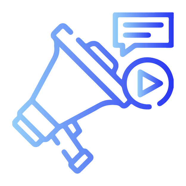 Icono de rayo con degradado azul sobre fondo blanco, que simboliza energía o electricidad. Diseño simple y moderno.