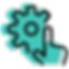 Gráfico en pantalla de computadora con barras, línea y gráfico circular. Fondos turquesa y negro. Representa análisis de datos.