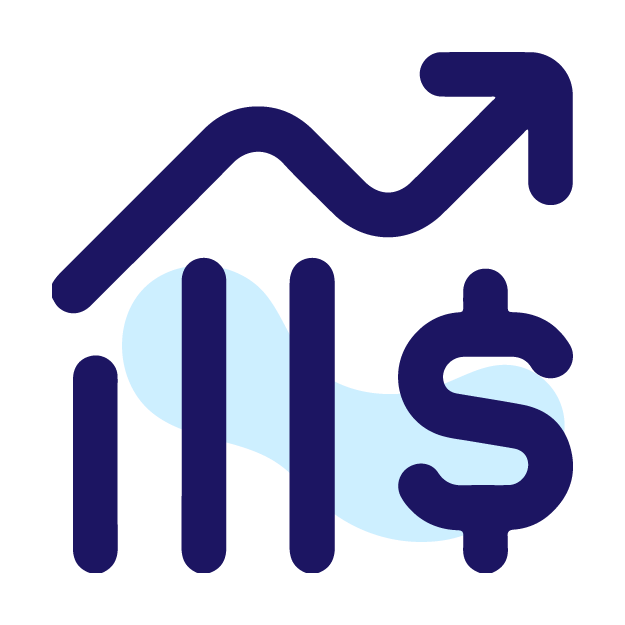 Nube azul con gotas de lluvia sobre fondo celeste. Icono minimalista que transmite una sensación de lluvia.