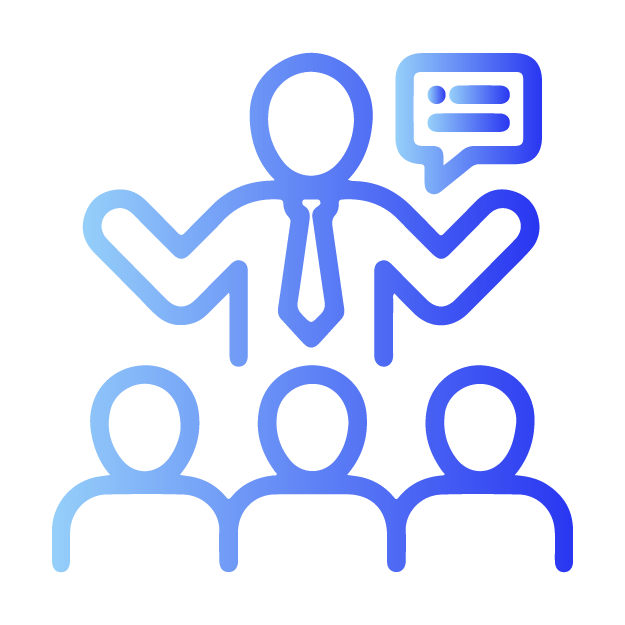 Icono de rayo con degradado azul sobre fondo blanco, que simboliza energía o electricidad. Diseño simple y moderno.