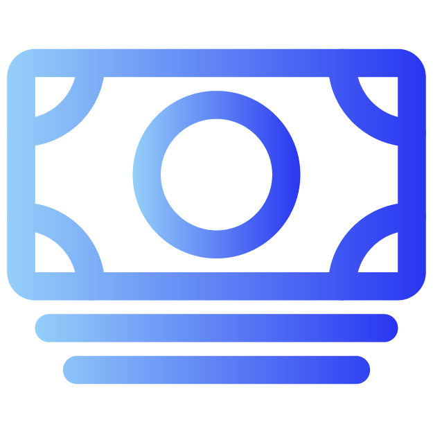 Icono de rayo con degradado azul sobre fondo blanco, que simboliza energía o electricidad. Diseño simple y moderno.