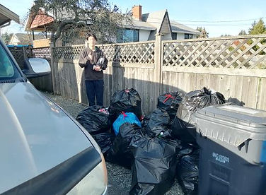 Students collecting garbage to fundraise
