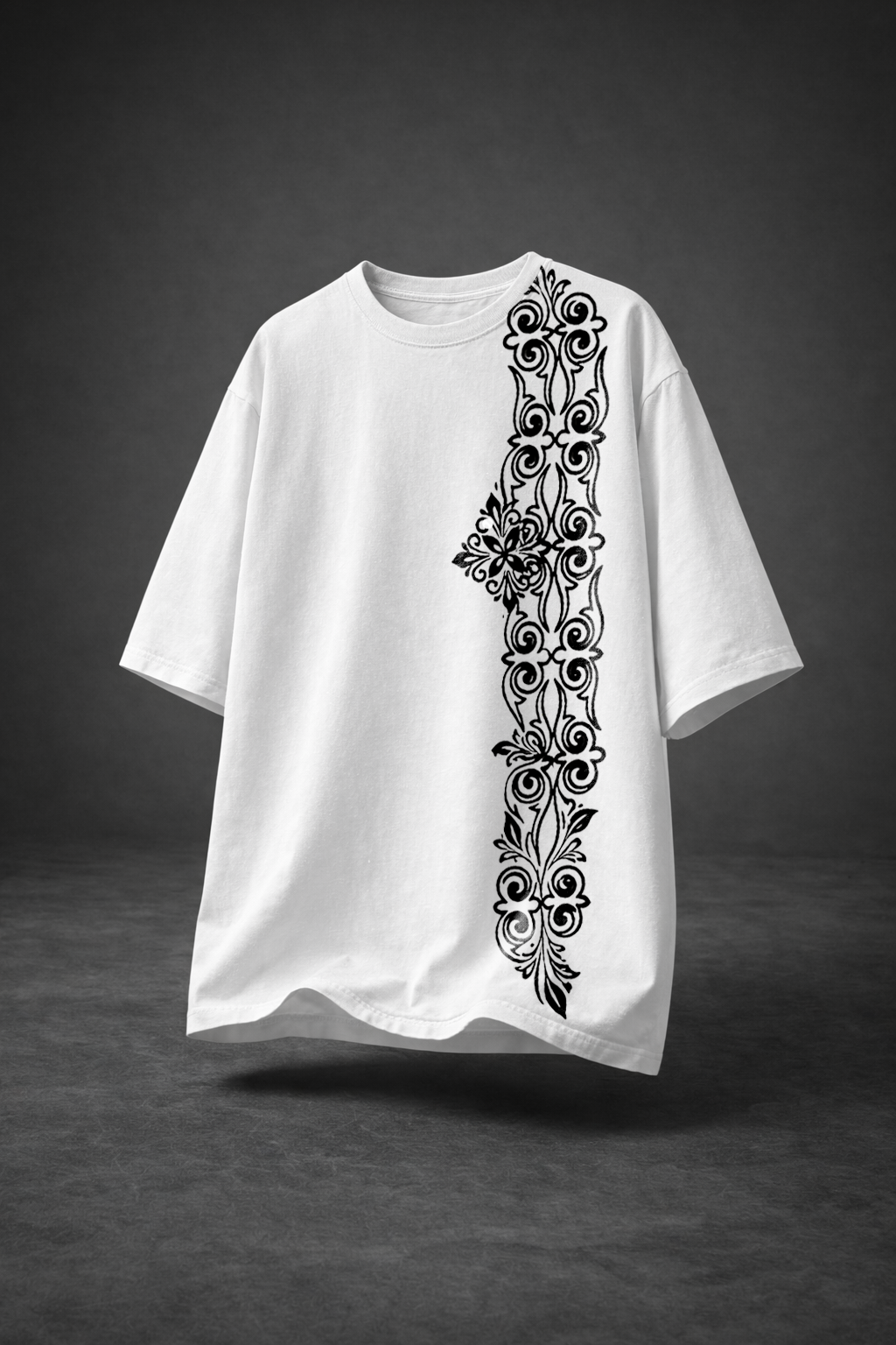 Floral Graphics White Oversized Tee