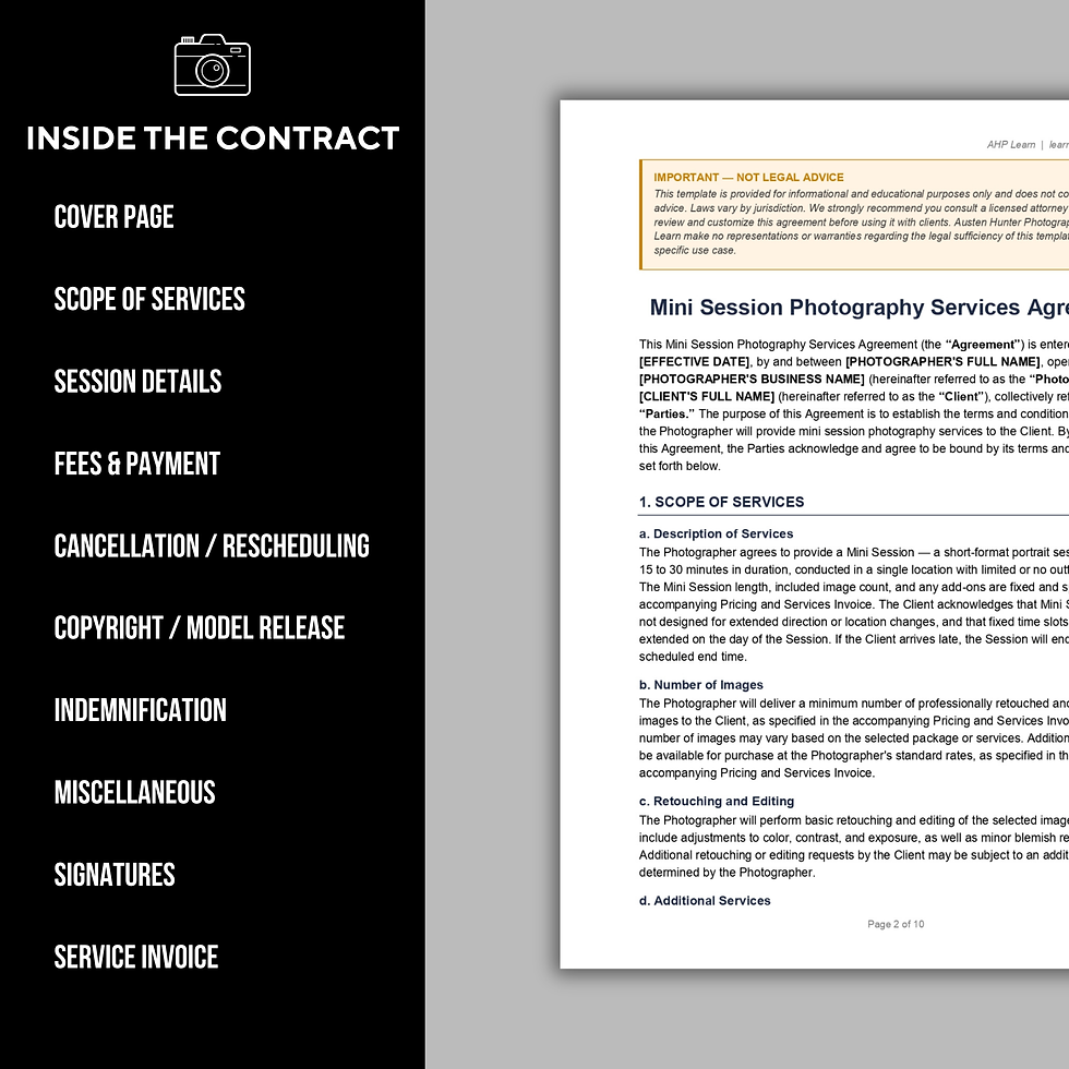 Thumbnail: Mini Session Photography Contract Template